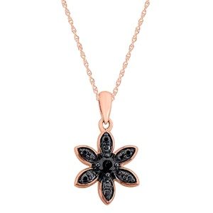 1/5 Carat black diamond flower pendant